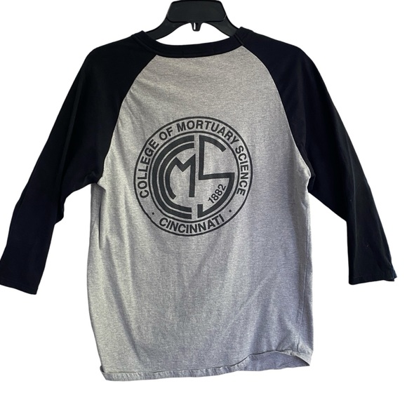 Mortuary Science Tee Raglan Gray Black College Of Mortuary Science Unise… - Picture 1 of 11